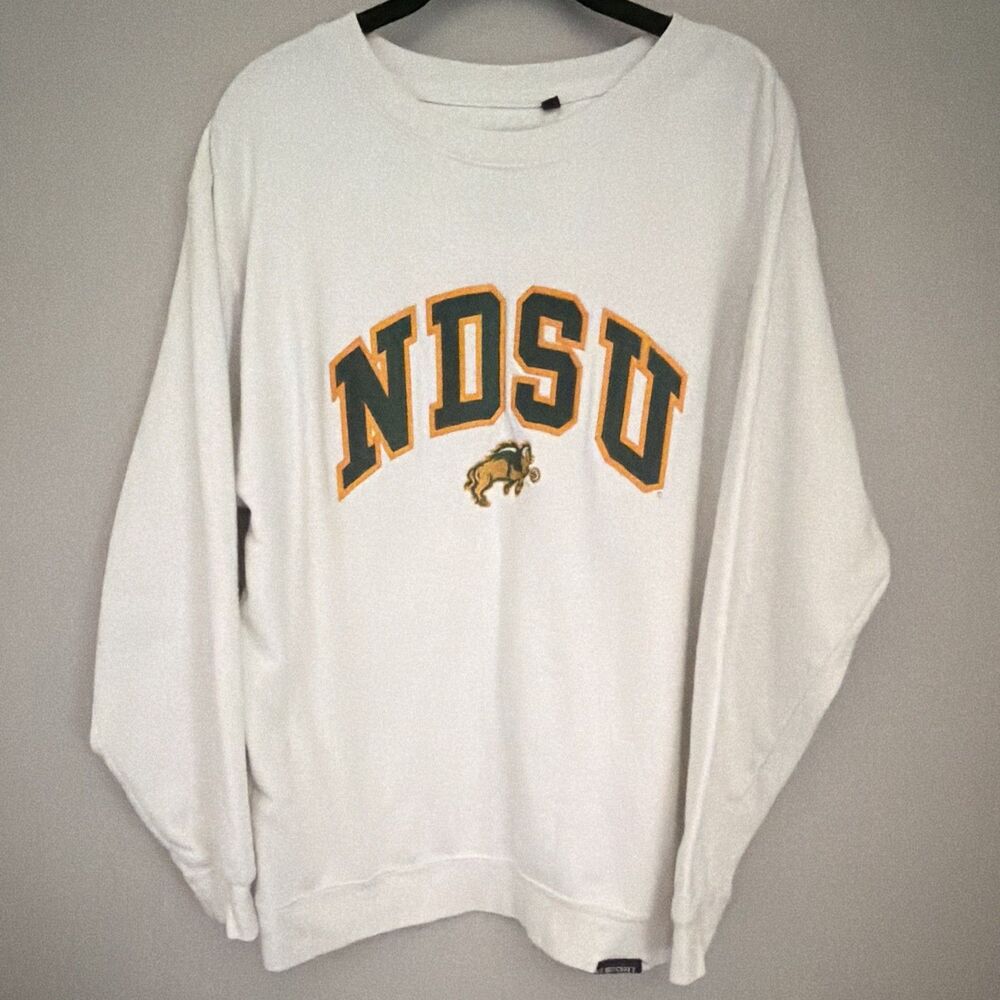 NDSU Bison Crewneck Sweatshirt Medium M White Embroidered CI Sport NCAA College